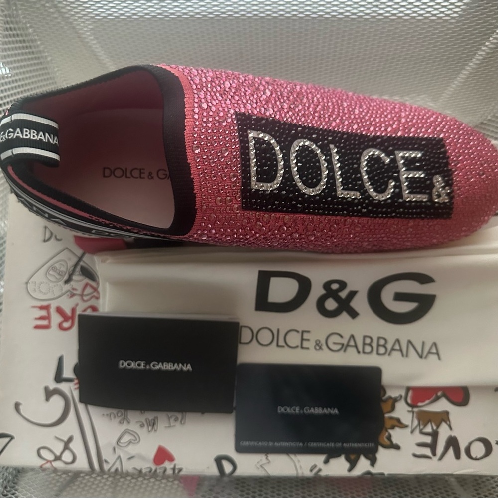 Dolce and Gabbana Pink Sparkling Rhinestone Slip - On Sneakers size 8 / Eu 38 - Picture 4 of 5